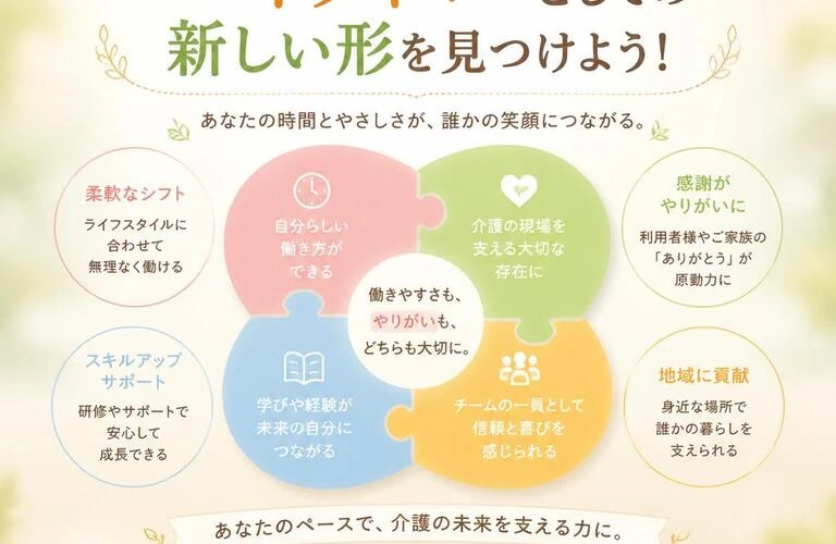 介護の現場を支えるパートタイマーとしての新しい形を見つけよう！