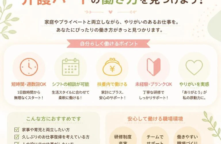 あなたのライフスタイルに合わせた介護パートの働き方を見つけよう！
