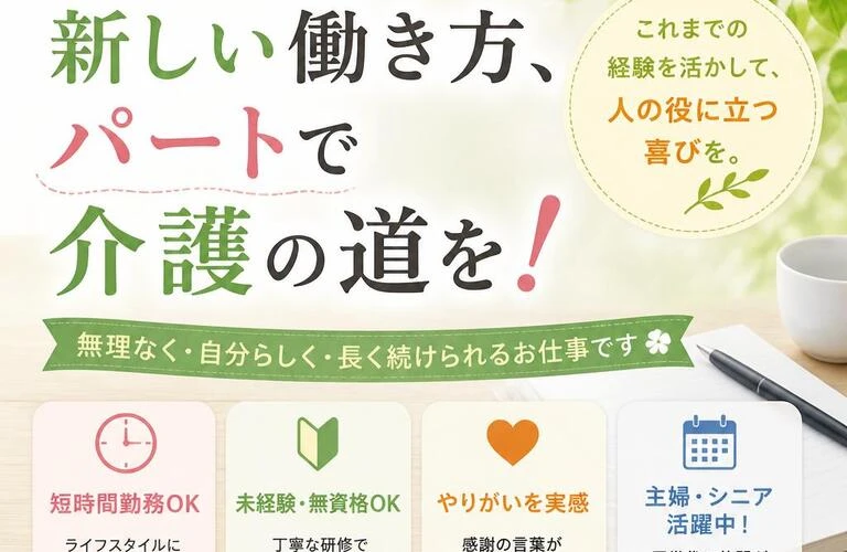 65歳からの新しい働き方、パートで介護の道を！