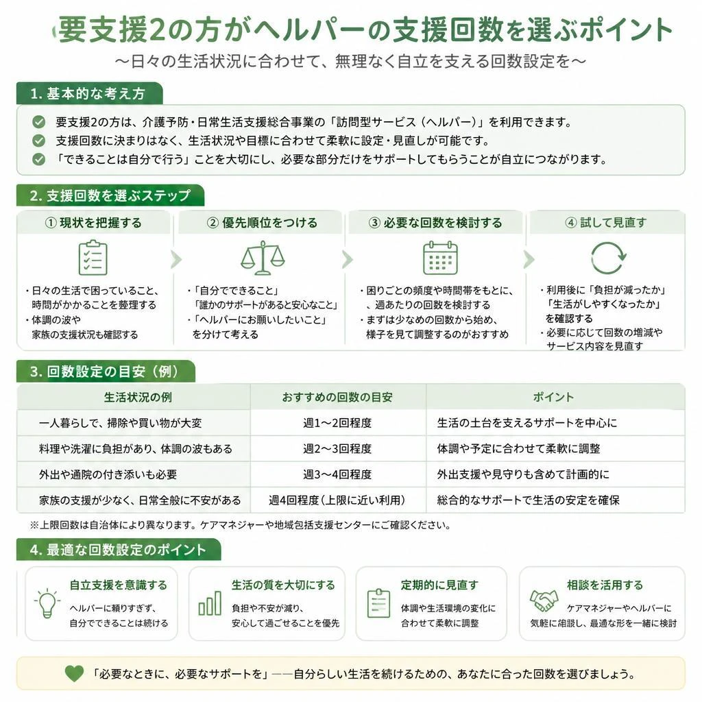 ヘルパーの支援回数の選び方
