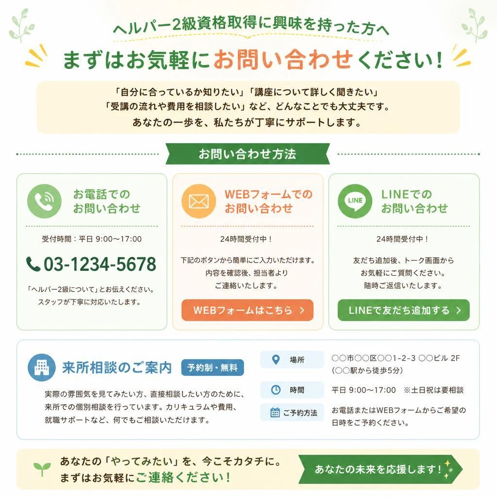 まずはお問い合わせを！