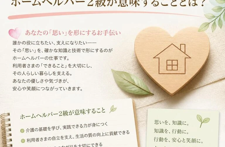 あなたの「思い」を形にするお手伝い、ホームヘルパー2級が意味することとは？