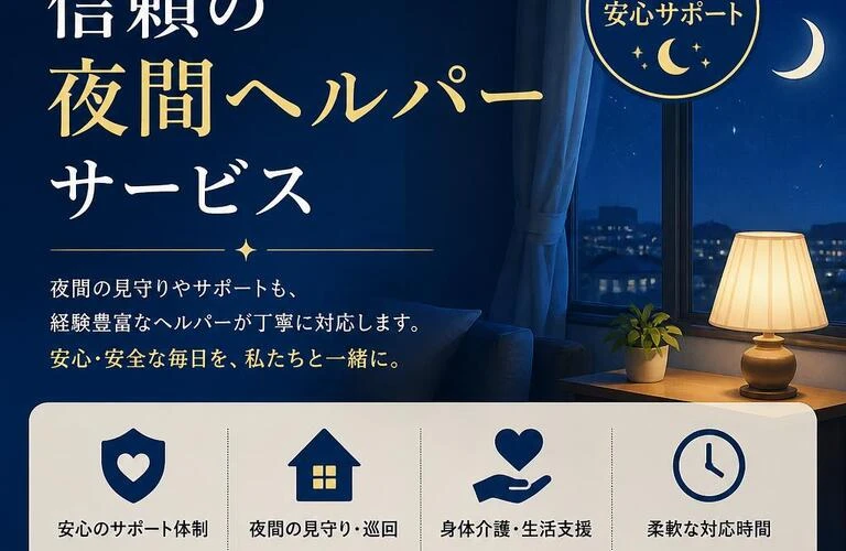 夜の時間も安心して過ごせる、信頼の夜間ヘルパーサービス