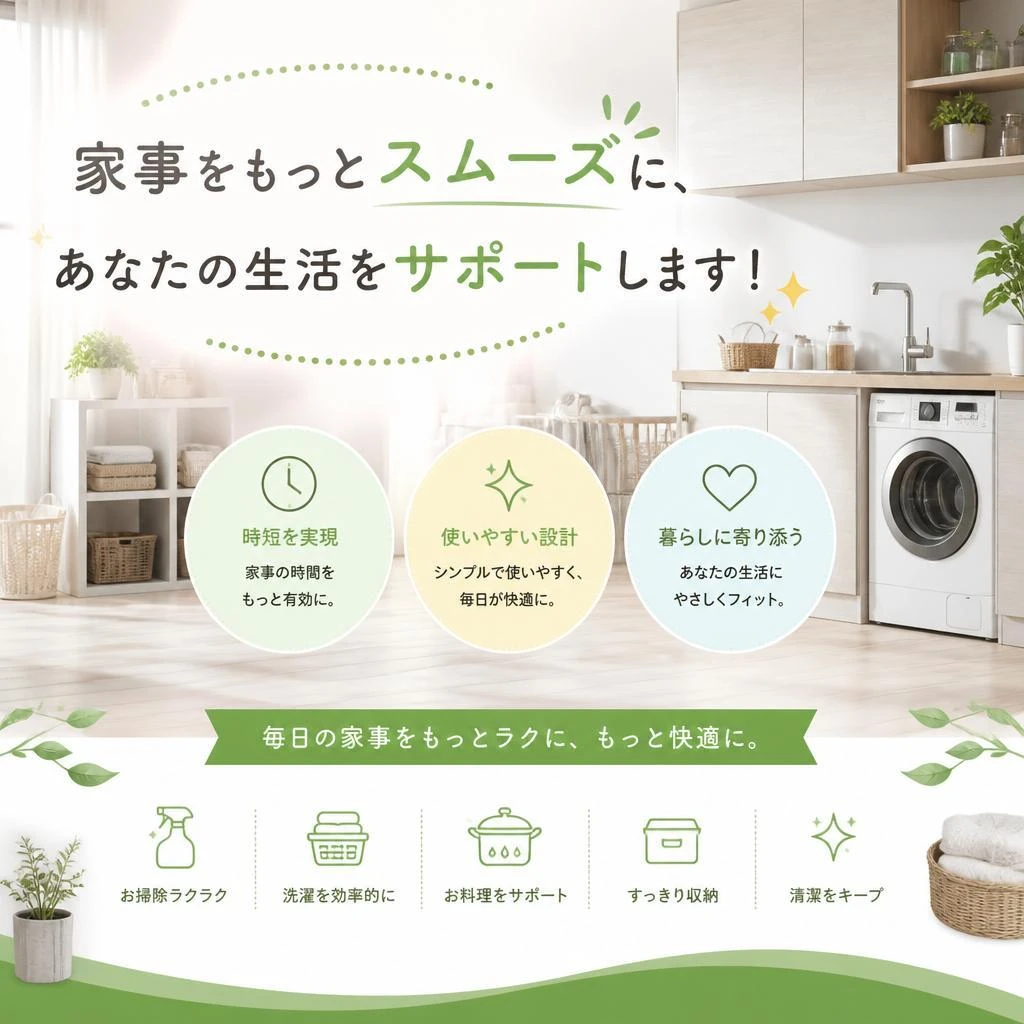 家事をもっとスムーズに、あなたの生活をサポートします！