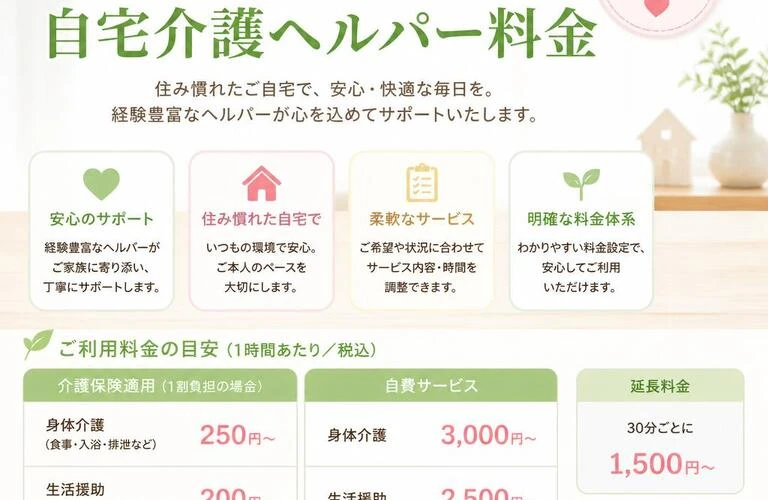 あなたの大切な家族をサポートする安心の自宅介護ヘルパー料金