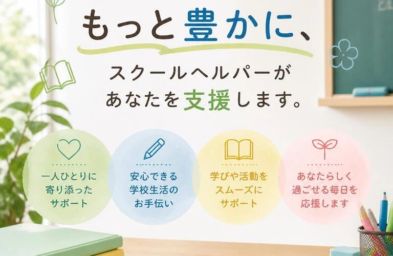 学校生活をもっと豊かに、スクールヘルパーがあなたを支援します。