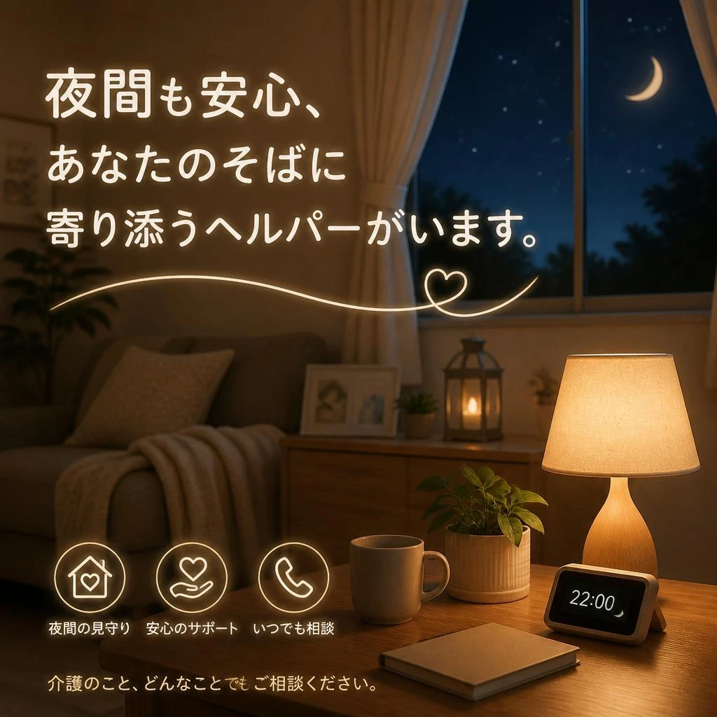 夜間も安心、あなたのそばに寄り添うヘルパーがいます。