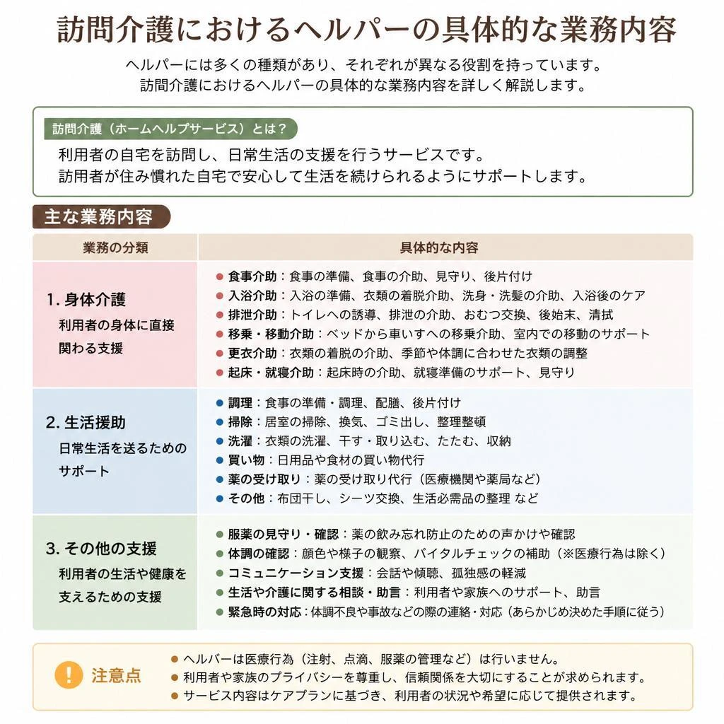 ヘルパーの種類とその役割