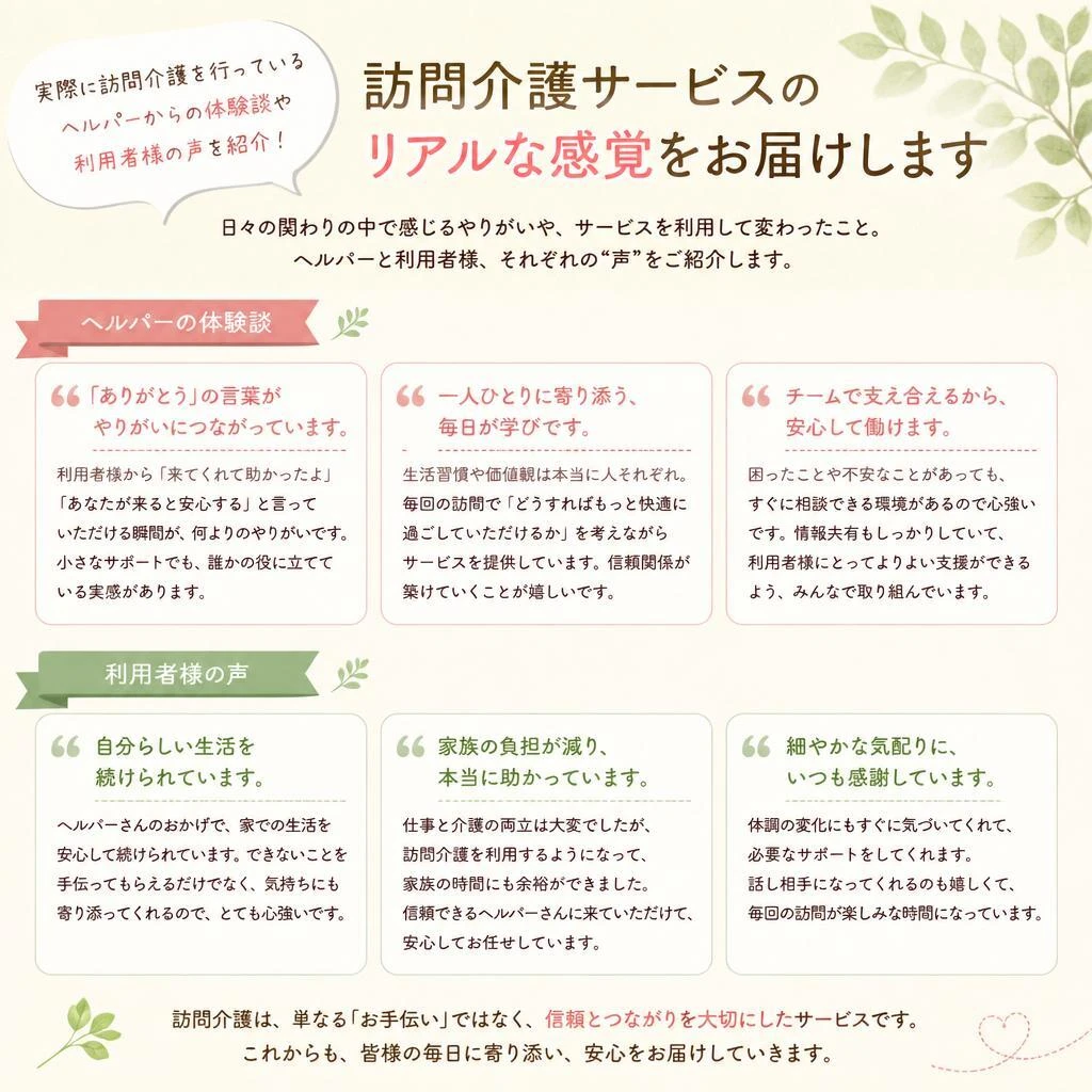 現場からの声：ヘルパーの実際の体験談