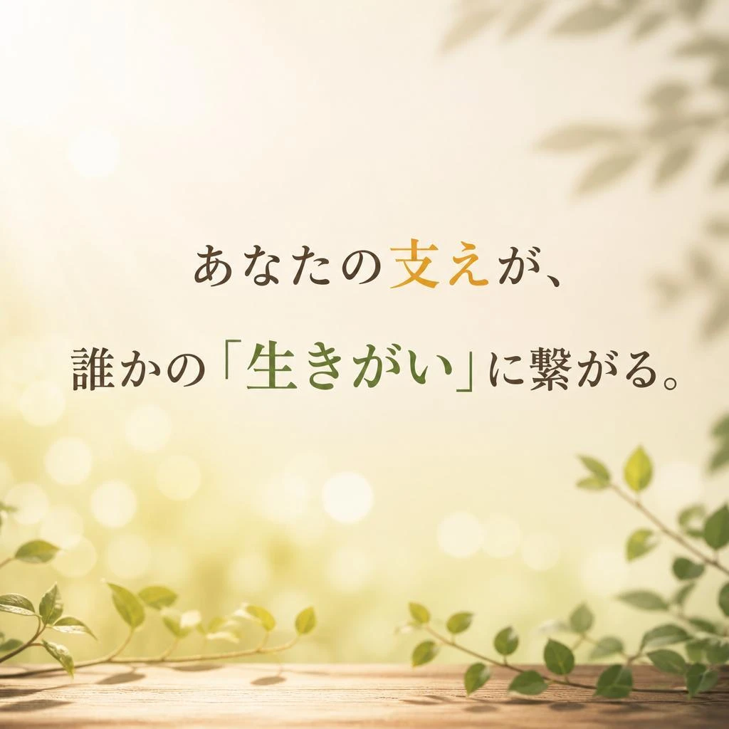 あなたの支えが、誰かの「生きがい」に繋がる。