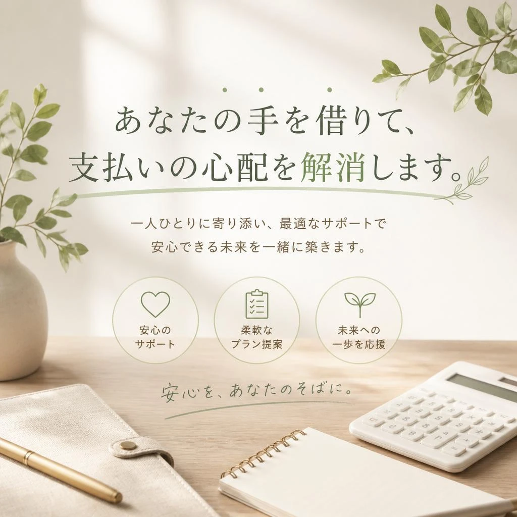 あなたの手を借りて、支払いの心配を解消します。