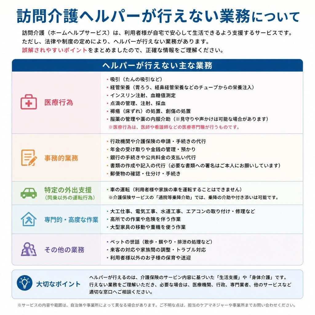 ヘルパーの「できないこと」とは
