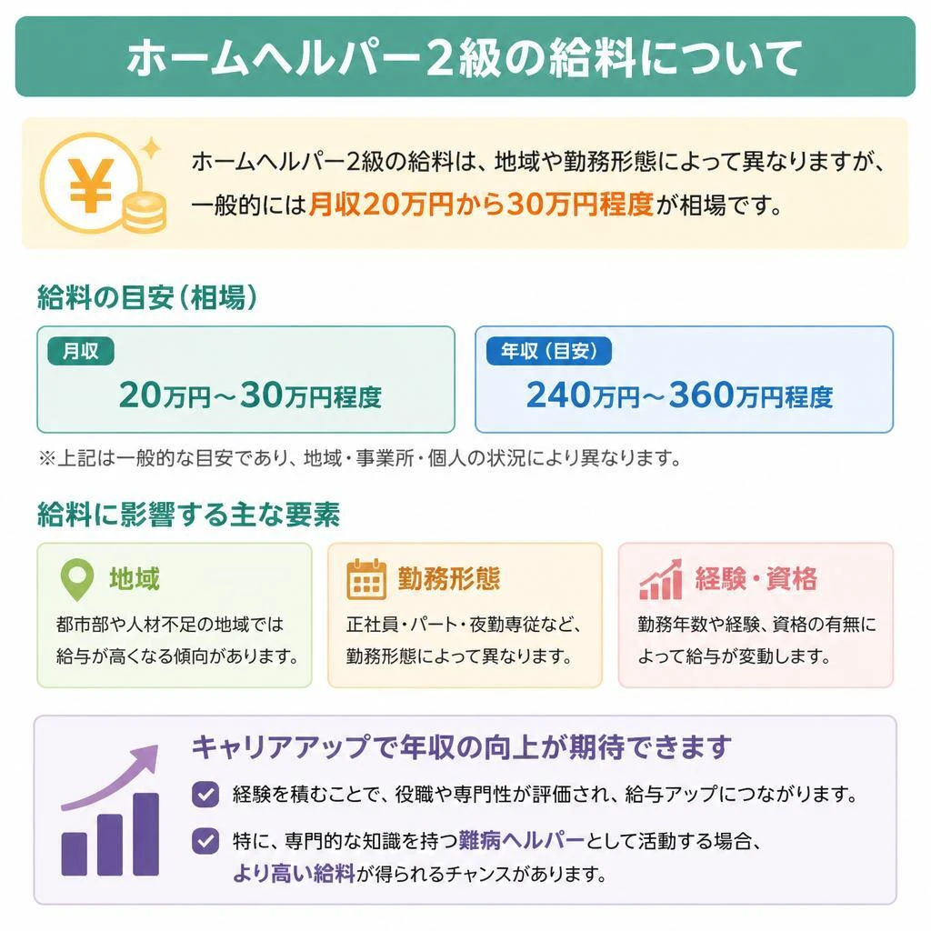 ホームヘルパー2級の給料の相場