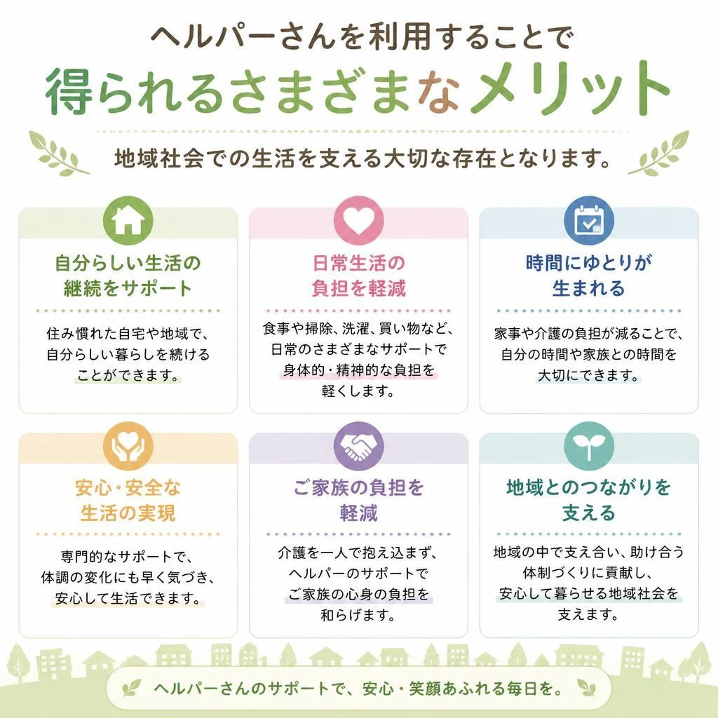 ヘルパーさんに来てもらうメリット
