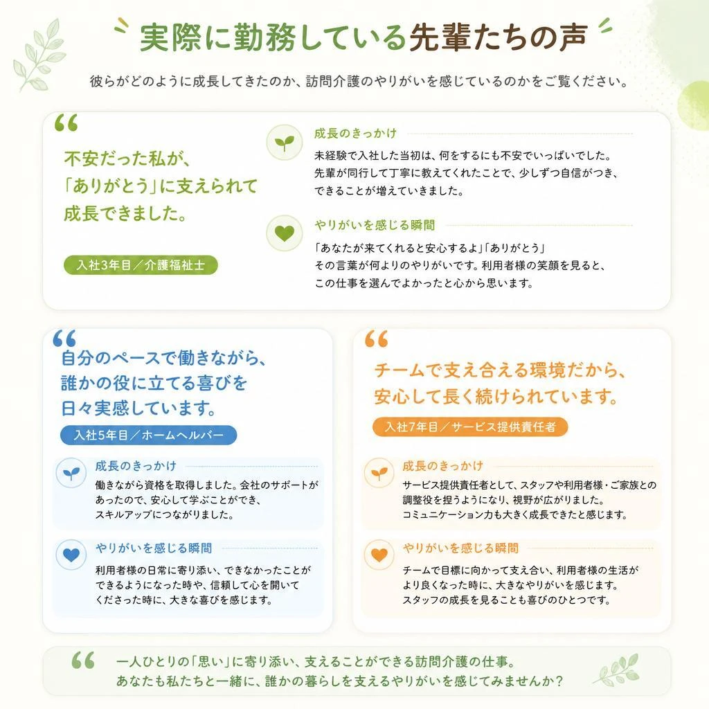 先輩ヘルパーの声