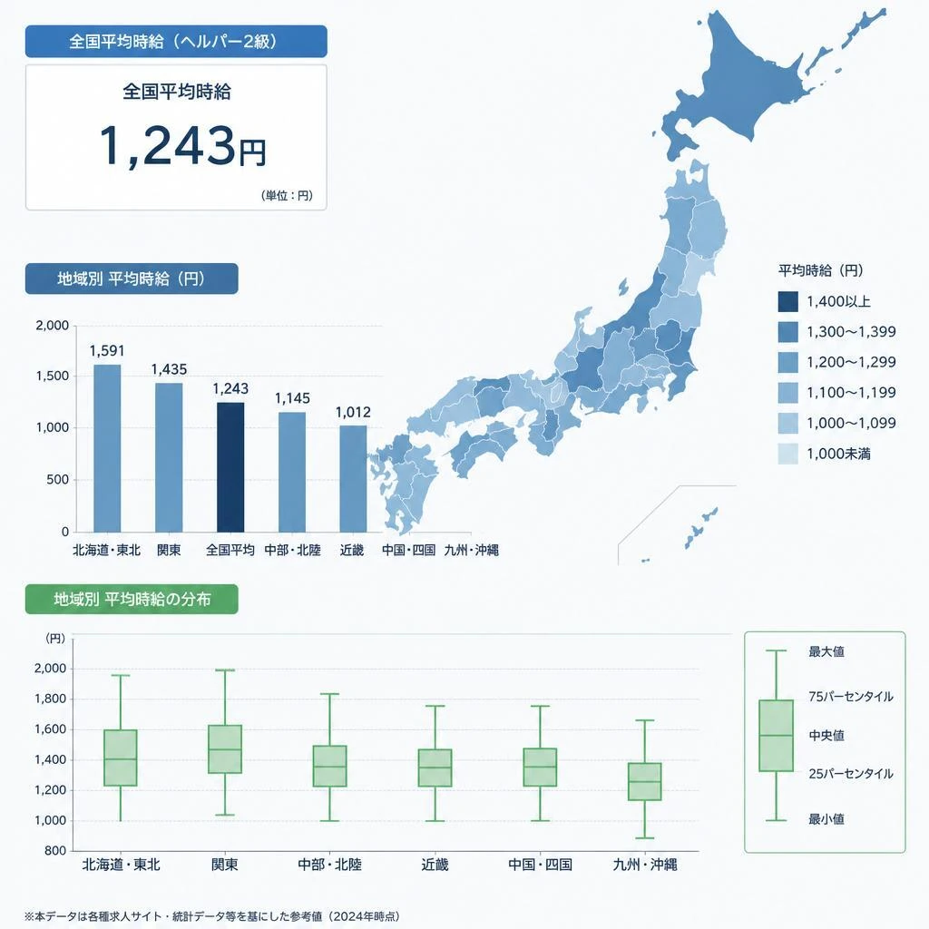 ヘルパー2級の時給はどのくらい？